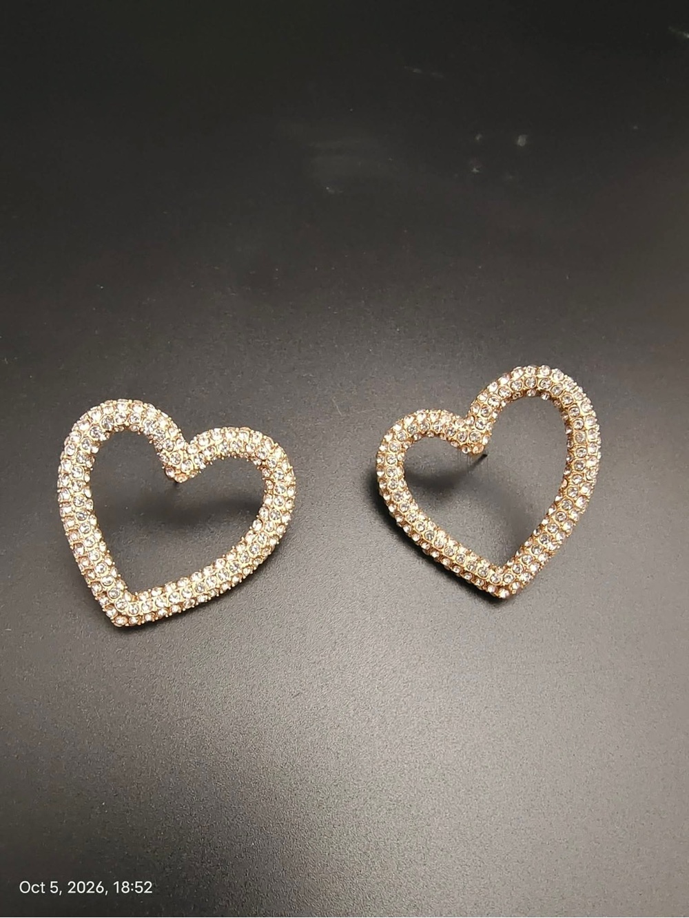 NWOT Nordstrom Gold Heart-Shaped Crystal Stud Earrings - Sparkling Women Jewelry
